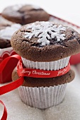 Four chocolate muffins for Christmas