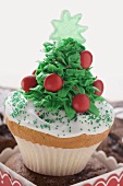 Christmas cupcake on chocolate muffins