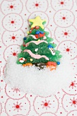 Jelly Christmas tree surrounded by sugar