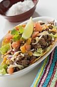 Mince taco in white dish