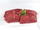 Four rump steaks (beef)
