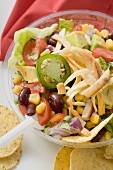 Mexican salad to take away (overhead view)