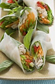 Rice paper rolls filled with chicken and vegetables (Asia)