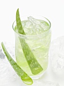 Aloe vera juice with ice cubes