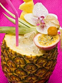 Piña Colada in hollowed-out pineapple