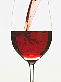 Pouring red wine into a glass