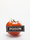 Tomato with a 'POISON' label