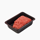 Minced beef in plastic container