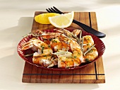 Grilled king prawns with herbs