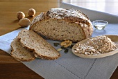 Wholemeal nut bread, partly sliced
