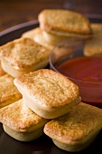 Meat pies with ketchup
