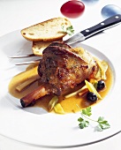 Braised lamb shank with olives
