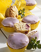 Raspberry and hazelnut muffins