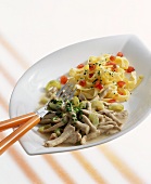Strips of veal in sauce with tagliatelle