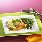 Cod fillet with rice and wild asparagus (Asia)