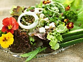 Mixed salad with edible flowers