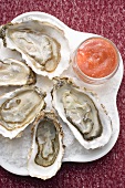 Fresh oysters with tomato sauce