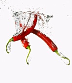 Chillies falling into water