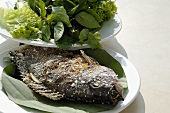 Grilled tilapia stuffed with lemon grass