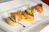 Three Asian Styled Appetizers on White Dish