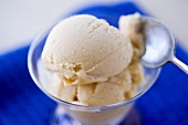 Bowl of Homemade Vanilla Ice Cream; Spoon