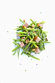 Green bean salad with nuts (overhead view)