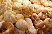 Various types of bread rolls