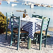 Laid table by the sea