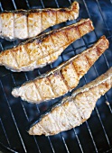 Salmon fillets on barbecue