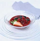 Berry soup in glass bowl