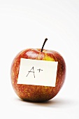 Apple with sign