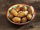 Potatoes in rustic metal dish