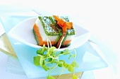 Vegetable terrine with salmon cream