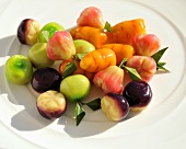 Fruit and vegetable shaped sweets made with coconut and rice