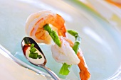 King prawns with green asparagus, mayonnaise & balsamic vinegar dip
