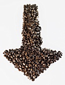 Coffee beans forming an arrow