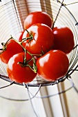 Tomatoes in wire basket