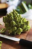 Romanesco broccoli on chopping board