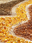 Corn kernels, flour and cereals forming a 'road'