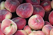 Peaches on a market stall in Lazio, Italy