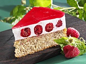 Piece of raspberry nut cake