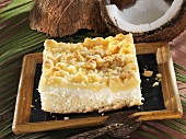 Coconut slice with crumble topping
