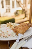 Fried chicken with coleslaw (USA)