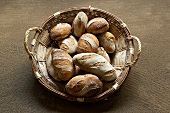 Basket of rustic bread from South West France