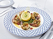 Seared king prawns with garlic and chilli butter