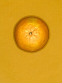 Eine Orange vor orangefarbenem Hintergrund