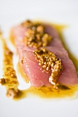 Tuna sashimi with turmeric and ginger marinade
