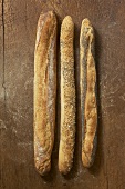 Three different baguettes