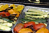 Barbecuing courgettes and peppers