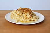 A plate of cheese spaetzle noodles